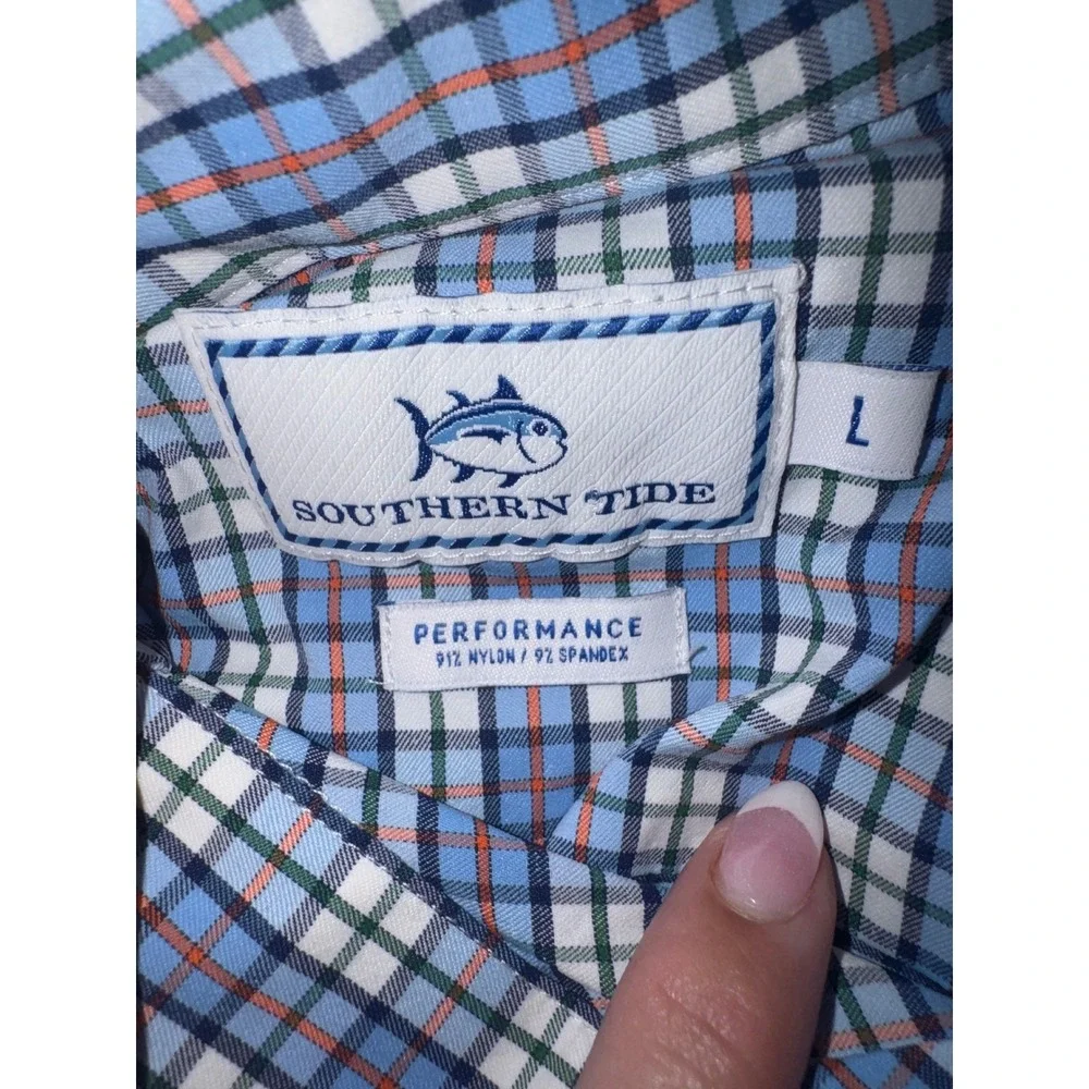 Southern Tide Performance Shirt Mens Blue Plaid Button Down Long Sleeve Large - Picture 4 of 4